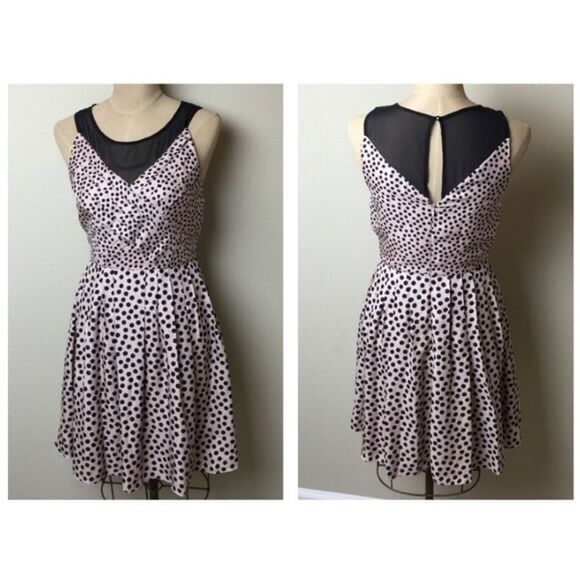 ✨ Lauren Conrad peach & Polka Dot Mesh Dress✨ - Picture 2 of 2